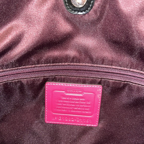 Coach 21161 Poppy Metallic Signature Slim Tote Moonlight/PK Scarlett - Picture 5 of 6